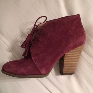 Dusty red Sole Society block heel booties